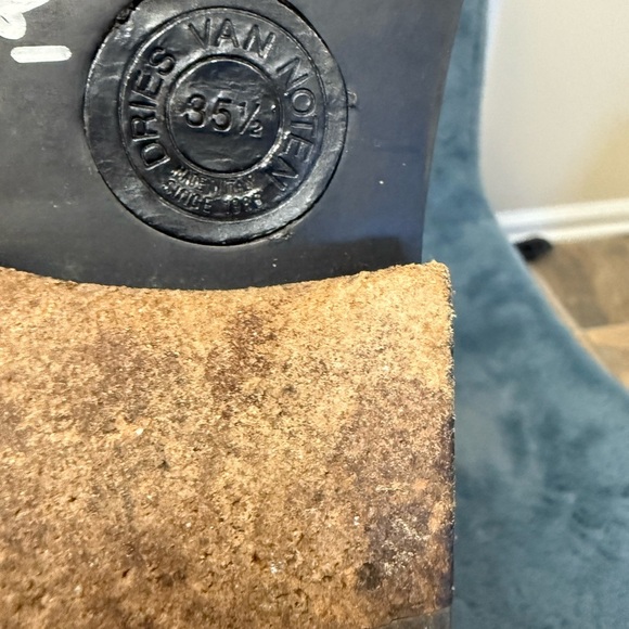 Women’s Dries Van Noten Red And Black Riding Boots Size 5.5 Luxury Leather - Picture 9 of 13